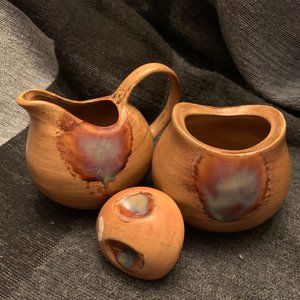 Sango Splash #4951 Brown Drip Glaze Creamer and Sugar  - Discontinued/Retired.